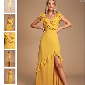 Lulus Maxi Dress in Mustard Size Small